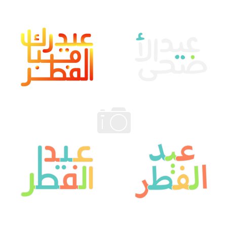 Téléchargez les illustrations : Cartes de voeux Eid Moubarak élégantes avec calligraphie moderne - en licence libre de droit