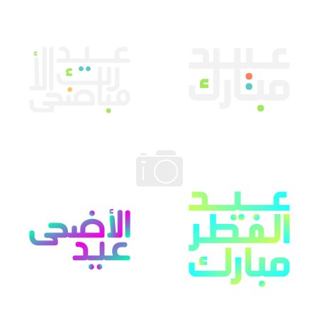 Ilustración de Impresionante tarjeta de felicitación Eid Mubarak en caligrafía árabe - Imagen libre de derechos