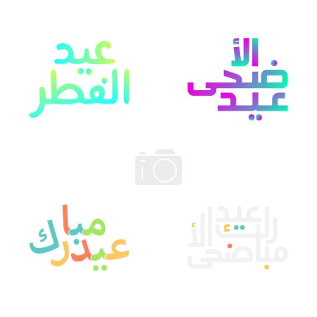 Ilustración de Set de tipografía intrincada de Eid Mubarak para celebraciones festivas - Imagen libre de derechos