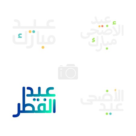 Ilustración de Set de tipografía intrincada de Eid Mubarak para celebraciones comunitarias musulmanas - Imagen libre de derechos