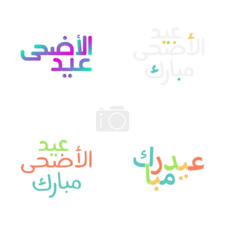 Ilustración de Pack vectorial Eid Mubarak con hermosa caligrafía árabe - Imagen libre de derechos