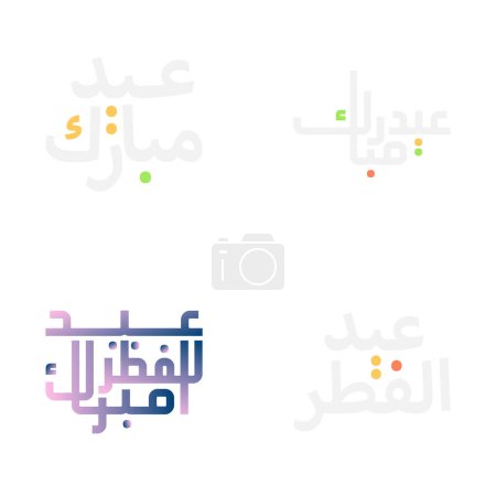 Téléchargez les illustrations : Elegant Eid Moubarak Calligraphie Set pour les festivals musulmans - en licence libre de droit