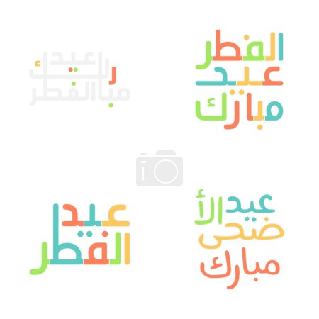 Téléchargez les illustrations : Ensemble vectoriel de calligraphie islamique pour l'Aïd Moubarak Salutations - en licence libre de droit