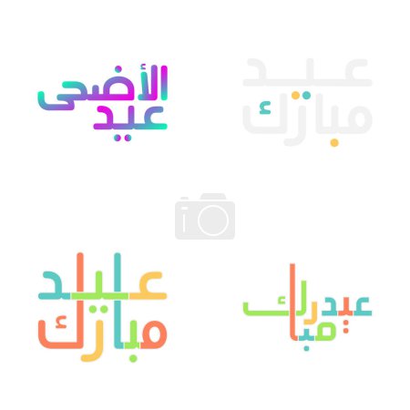 Ilustración de Elegante colección de caligrafía Eid Mubarak en formato vectorial - Imagen libre de derechos