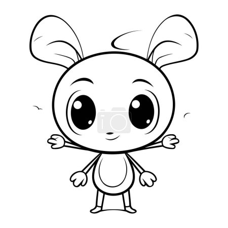 Illustration for Black and White Cartoon Illustration of Cute Little Mouse Animal Character - Royalty Free Image