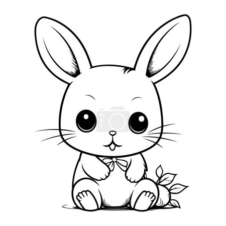 Illustration for Cute cartoon rabbit. Vector illustration for coloring book or page. - Royalty Free Image