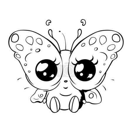 Illustration for Cute cartoon butterfly. Hand drawn vector illustration isolated on white background. - Royalty Free Image