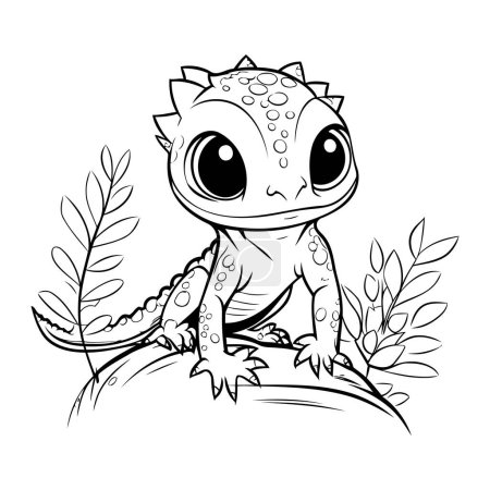 Ilustración de Ilustración vectorial de un lindo lagarto sobre un fondo blanco. Estilo de dibujos animados. - Imagen libre de derechos