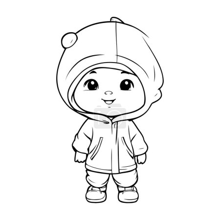 Illustration for Cute little baby in warm clothes. Vector illustration for coloring book. - Royalty Free Image