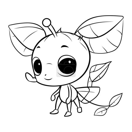 Illustration for Cute little bee. Black and white vector illustration for coloring book. - Royalty Free Image