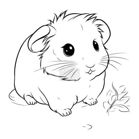 Téléchargez les illustrations : Illustration d'un hamster avec une plante sur fond blanc - en licence libre de droit