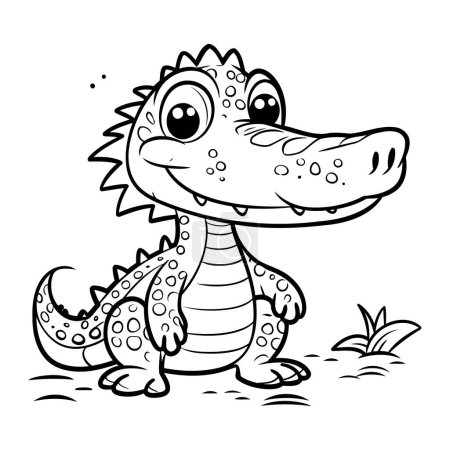 Illustration for Coloring Page Outline Of Cute Cartoon Crocodile Character - Royalty Free Image