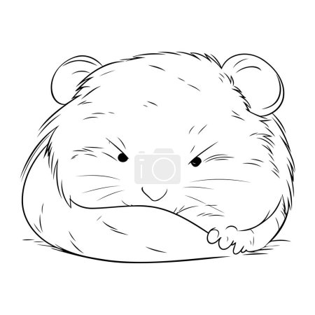 Illustration for Hamster hand drawn vector illustration. Cute cartoon hamster. - Royalty Free Image