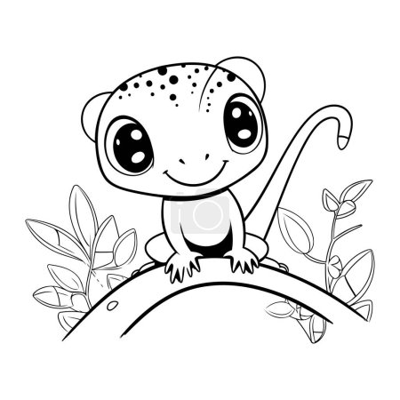 Téléchargez les illustrations : Mignon gecko léopard assis sur la branche. Illustration vectorielle. - en licence libre de droit