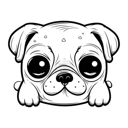 Illustration for Cute cartoon pug dog isolated on white background. Vector illustration. - Royalty Free Image