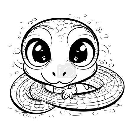 Illustration for Illustration of a Cute Little Snake Coloring Page for Kids - Royalty Free Image