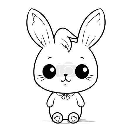 Téléchargez les illustrations : Mignon lapin dessin animé avec noeud papillon. Illustration vectorielle sur fond blanc. - en licence libre de droit