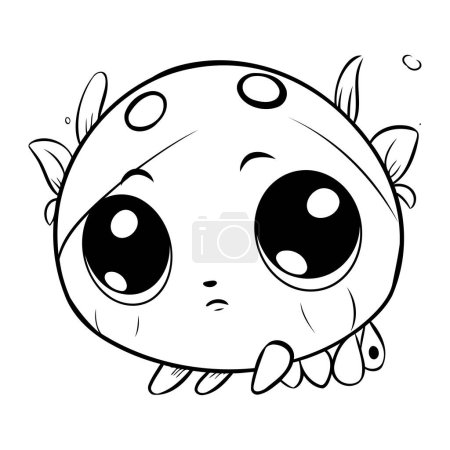 Illustration for Cute cartoon ladybug. Vector illustration for coloring book or page. - Royalty Free Image