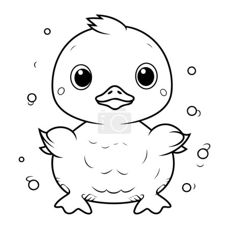 Illustration for Coloring Page Outline Of Cute Cartoon Duckling Vector Illustration - Royalty Free Image