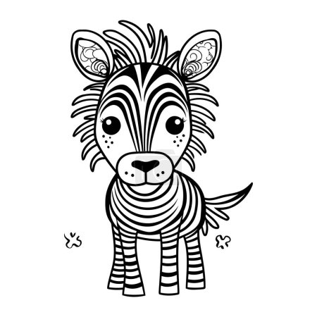 Illustration for Zebra coloring page for kids. Vector illustration in doodle style. - Royalty Free Image