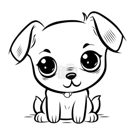 Illustration for Cute Cartoon Chihuahua Dog   Black and White Vector Illustration - Royalty Free Image