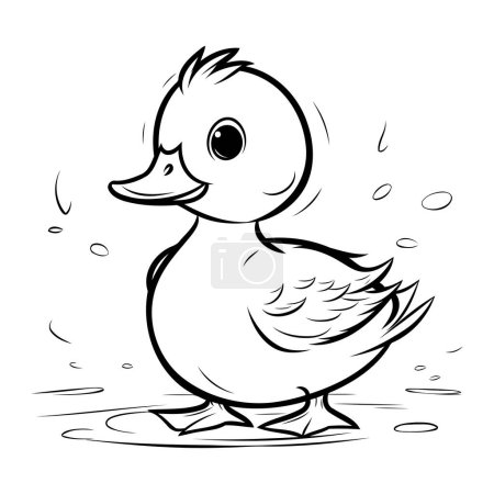 Ilustración de Duckling ilustración de dibujos animados en blanco y negro. Arte vectorial - Imagen libre de derechos