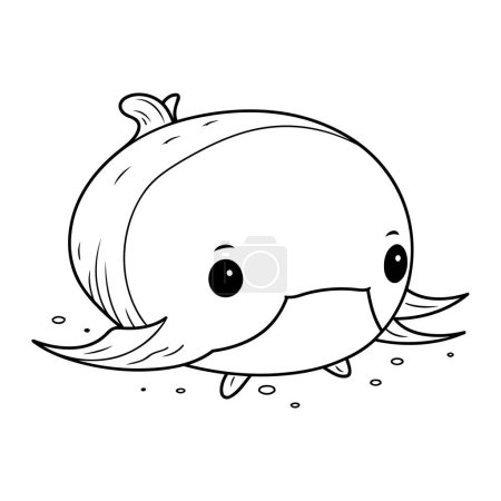 Illustration for Cute cartoon whale. Coloring book for children. Vector illustration. - Royalty Free Image