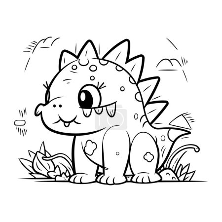 Illustration for Cute cartoon dinosaur. Vector illustration for coloring book or page. - Royalty Free Image