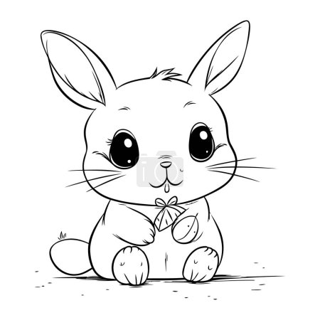 Photo for Cute cartoon bunny with a bow. Vector illustration for coloring book. - Royalty Free Image