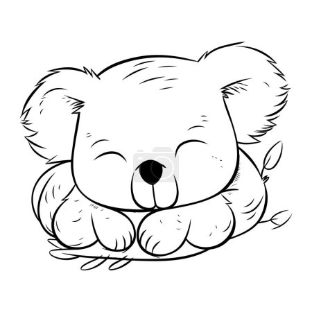 Ilustración de Lindo koala durmiendo en una almohada. Ilustración vectorial para colorear libro. - Imagen libre de derechos
