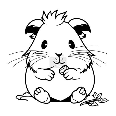 Téléchargez les illustrations : Dessin animé noir et blanc Illustration d'un hamster pour Coloriage - en licence libre de droit