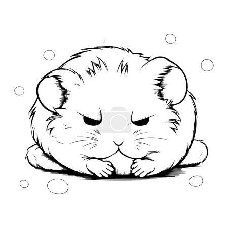 Téléchargez les illustrations : C'est ça. Joli hamster de dessin animé. Illustration vectorielle noir et blanc. - en licence libre de droit