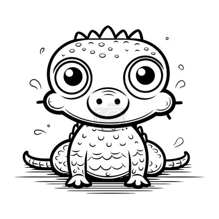Ilustración de Lindo cocodrilo bebé de dibujos animados. Ilustración vectorial para colorear libro. - Imagen libre de derechos