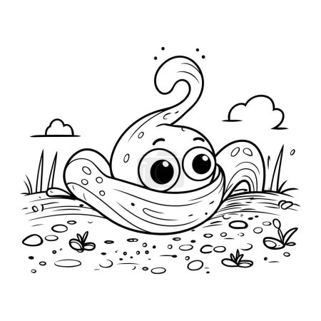 Illustration for Cute octopus in the field. - Royalty Free Image