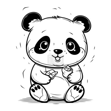 Ilustración de Bonito oso panda de dibujos animados. Ilustración vectorial para colorear libro. - Imagen libre de derechos