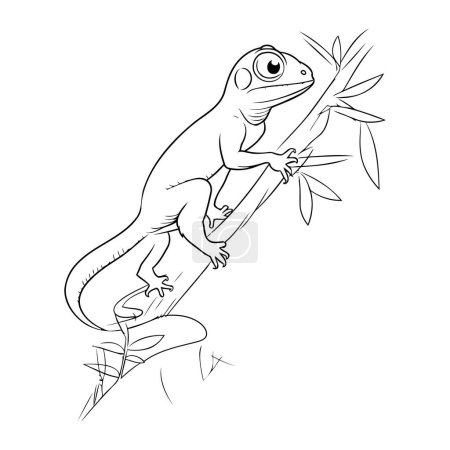 Illustration for Lizard on a branch. sketch for your design. Vector illustration - Royalty Free Image