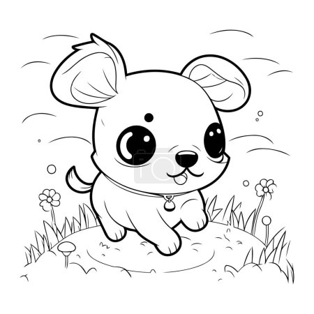 Téléchargez les illustrations : Joli hamster de dessin animé courant dans l'herbe. Illustration vectorielle. - en licence libre de droit
