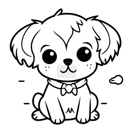 Illustration for Black and White Cartoon Illustration of Cute Little Puppy Dog Character Coloring Book - Royalty Free Image