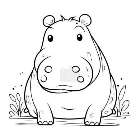 Téléchargez les illustrations : Hippopotame Livre à colorier pour adultes illustration vectorielle. - en licence libre de droit