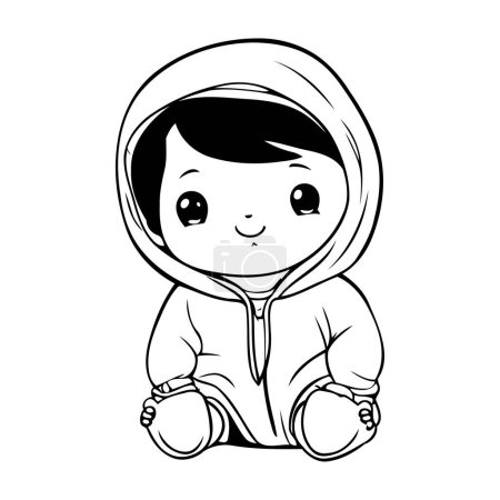 Ilustración de Lindo niño pequeño con ropa de invierno. vector ilustración dibujos animados diseño de personajes - Imagen libre de derechos