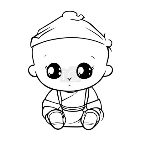 Téléchargez les illustrations : Mignon petit garçon kawaii icône de personnage vectoriel illustration design - en licence libre de droit