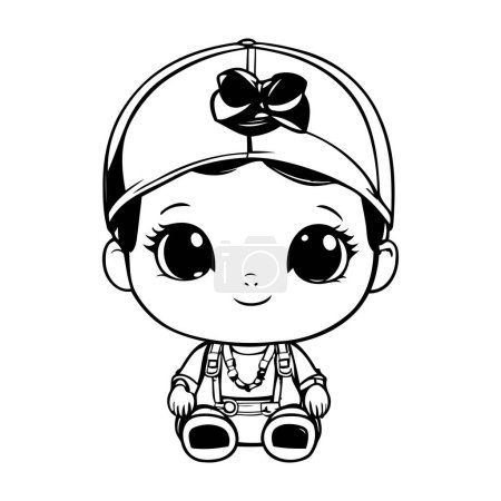 Illustration for Cute little baby girl in a cap. Vector illustration design. - Royalty Free Image