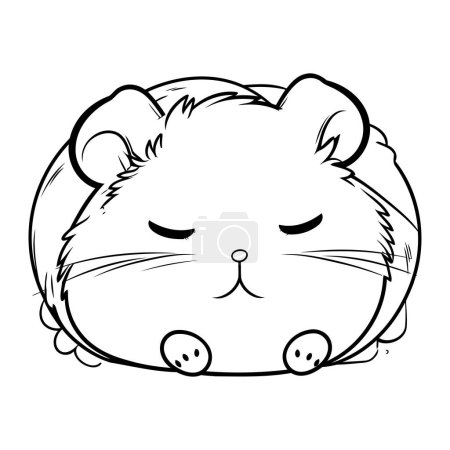 Téléchargez les illustrations : Illustration vectorielle de dessin animé hamster mignon design graphique en noir et blanc - en licence libre de droit