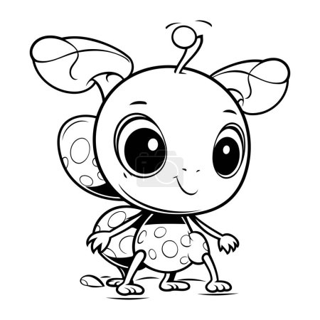Ilustración de Lindo personaje de dibujos animados mariquita poco aislado sobre fondo blanco. Ilustración vectorial. - Imagen libre de derechos