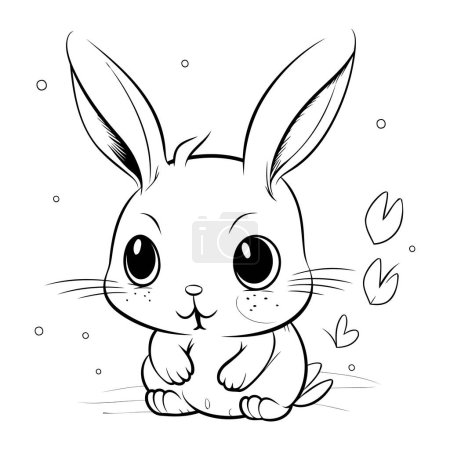 Illustration for Cute cartoon bunny. Vector illustration for coloring book or page. - Royalty Free Image