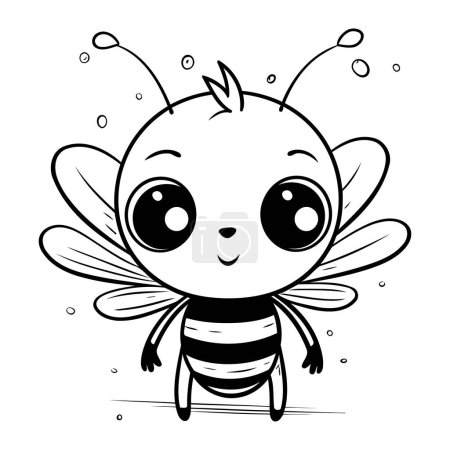 Illustration for Cute cartoon bee. Vector illustration. Black and white outline. - Royalty Free Image