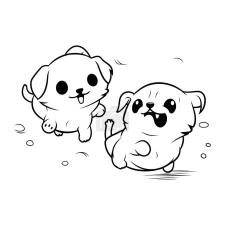 Illustration for Cute cartoon doodle dog and puppy. vector illustration. - Royalty Free Image