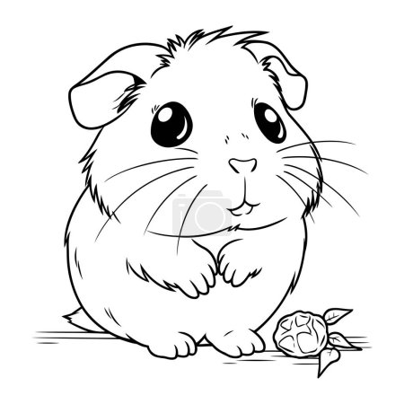 Téléchargez les illustrations : Illustration de dessin animé noir et blanc de cochon de Guinée mignon animal pour livre à colorier - en licence libre de droit