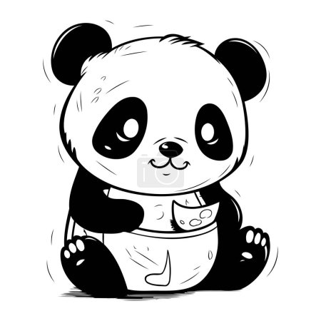 Ilustración de Lindo panda de dibujos animados. Ilustración vectorial de un panda. - Imagen libre de derechos