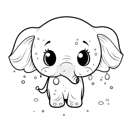 Téléchargez les illustrations : Joli bébé éléphant. Livre à colorier pour enfants. Illustration vectorielle - en licence libre de droit